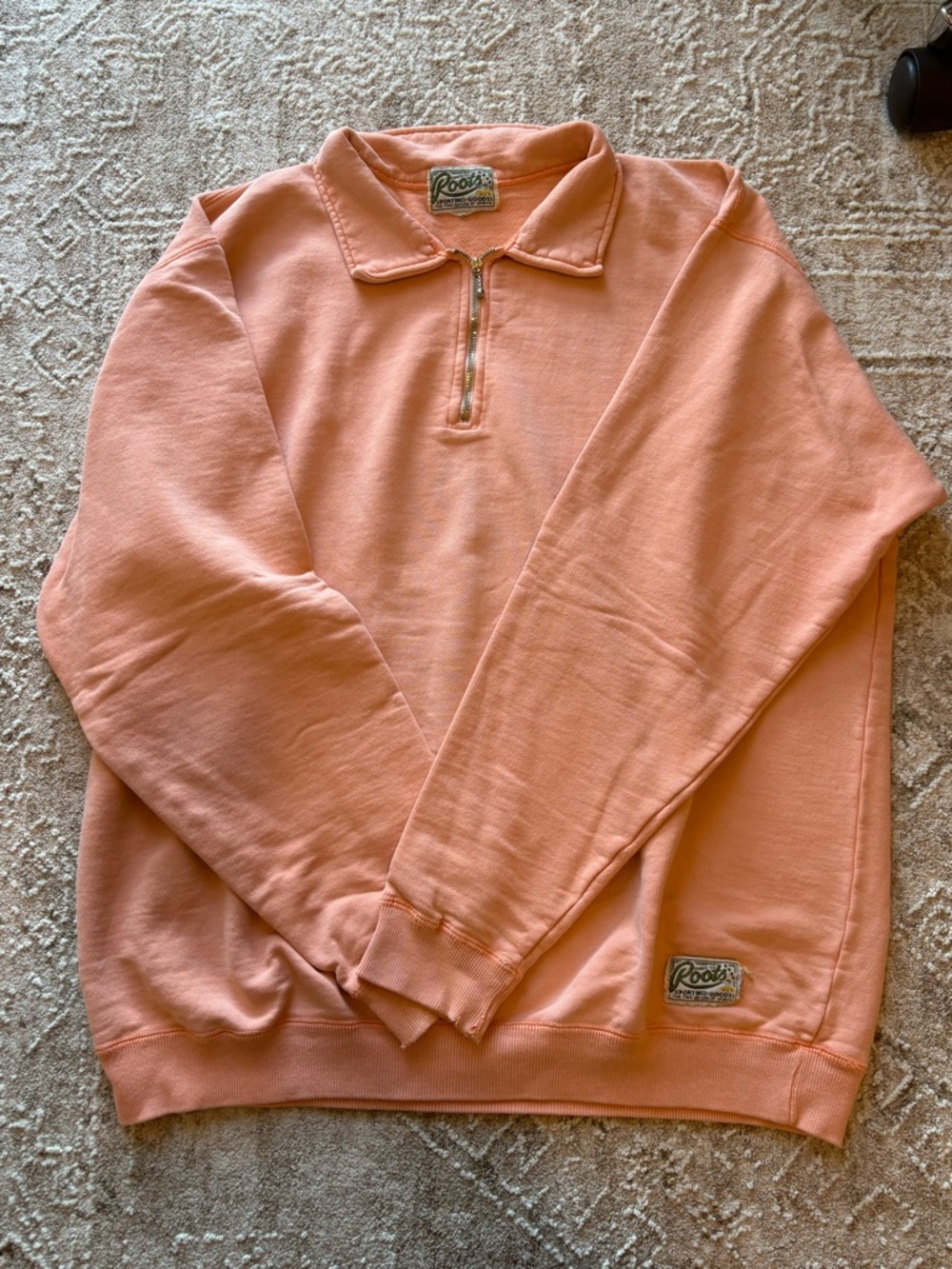 Roots Vintage Peach Zip-Up Pullover Sweatshirt